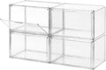Upgraded XX-Large Clear Shoe Storage Box Stackable 4-Pack, Fit Size 14 Men, Thick Sturdy Shoe Organizer for Closet, Large Sneaker Storage Container Shoe Lego Display Case Plastic Storage Bins