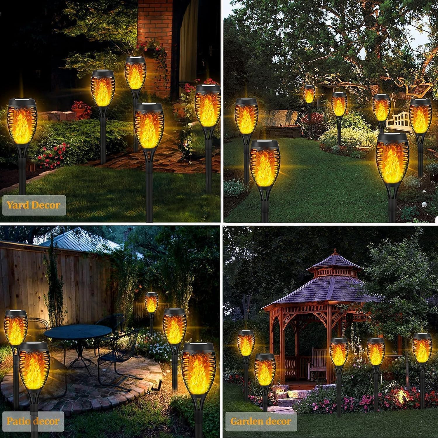 Solar Outdoor Lights with Flickering Flame, Waterproof LED Torch for Garden G5467