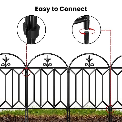 Decorative Garden Fence Panels for Dogs, 24in H x 10ft L, No Dig Metal Edging A58606