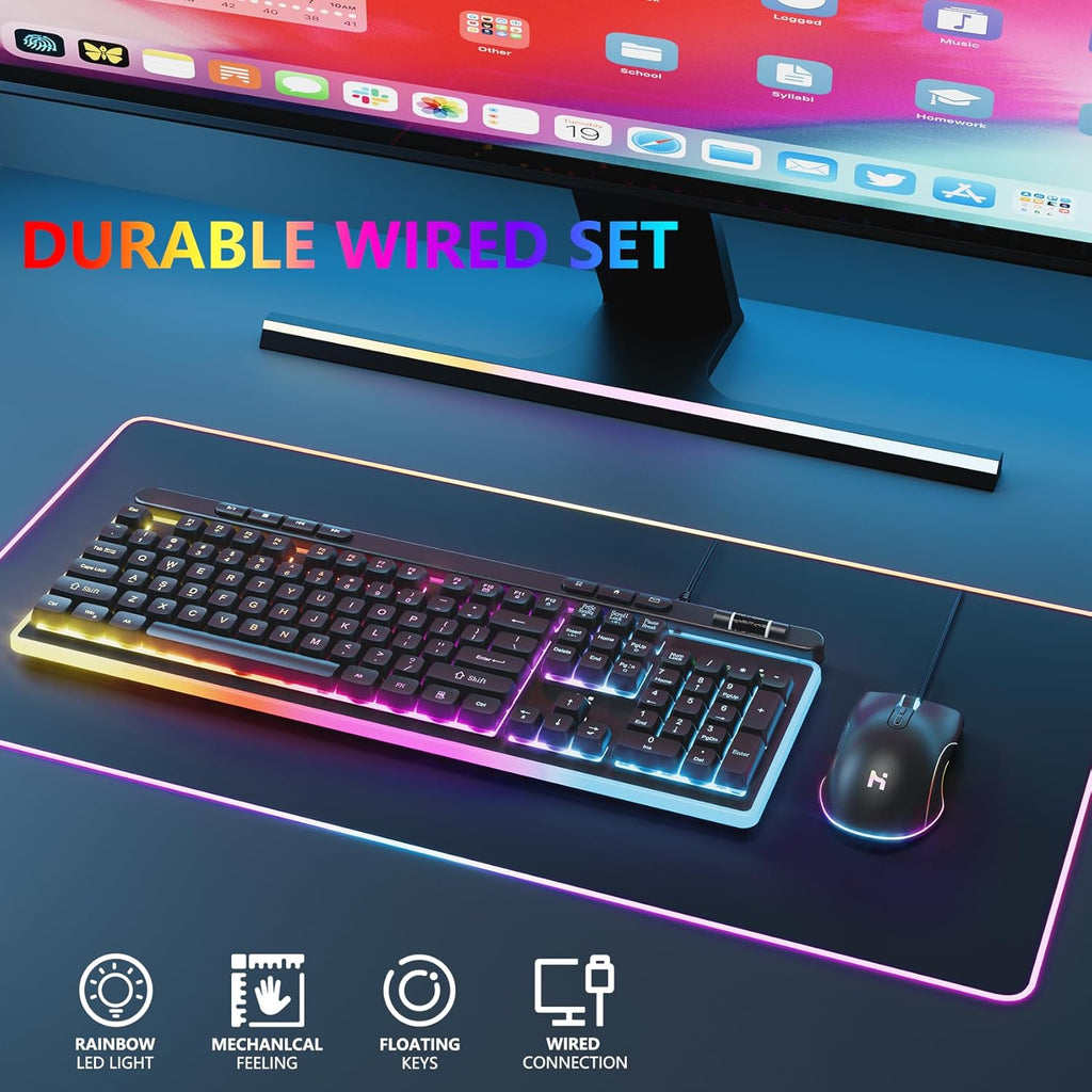 Gaming Keyboard and Mouse Combo, RGB Backlit, Anti Ghosting, Wired Q189