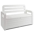 Foreverspring UV Weather Resilient Lockable Box Chest Bench for Outdoor Pool Patio Furniture and Deck Storage Bin, 70 Gallon, White