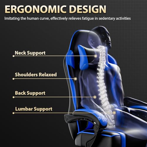 Ergonomic Gaming Chair with Footrest, Reclining, Lumbar Support I1131