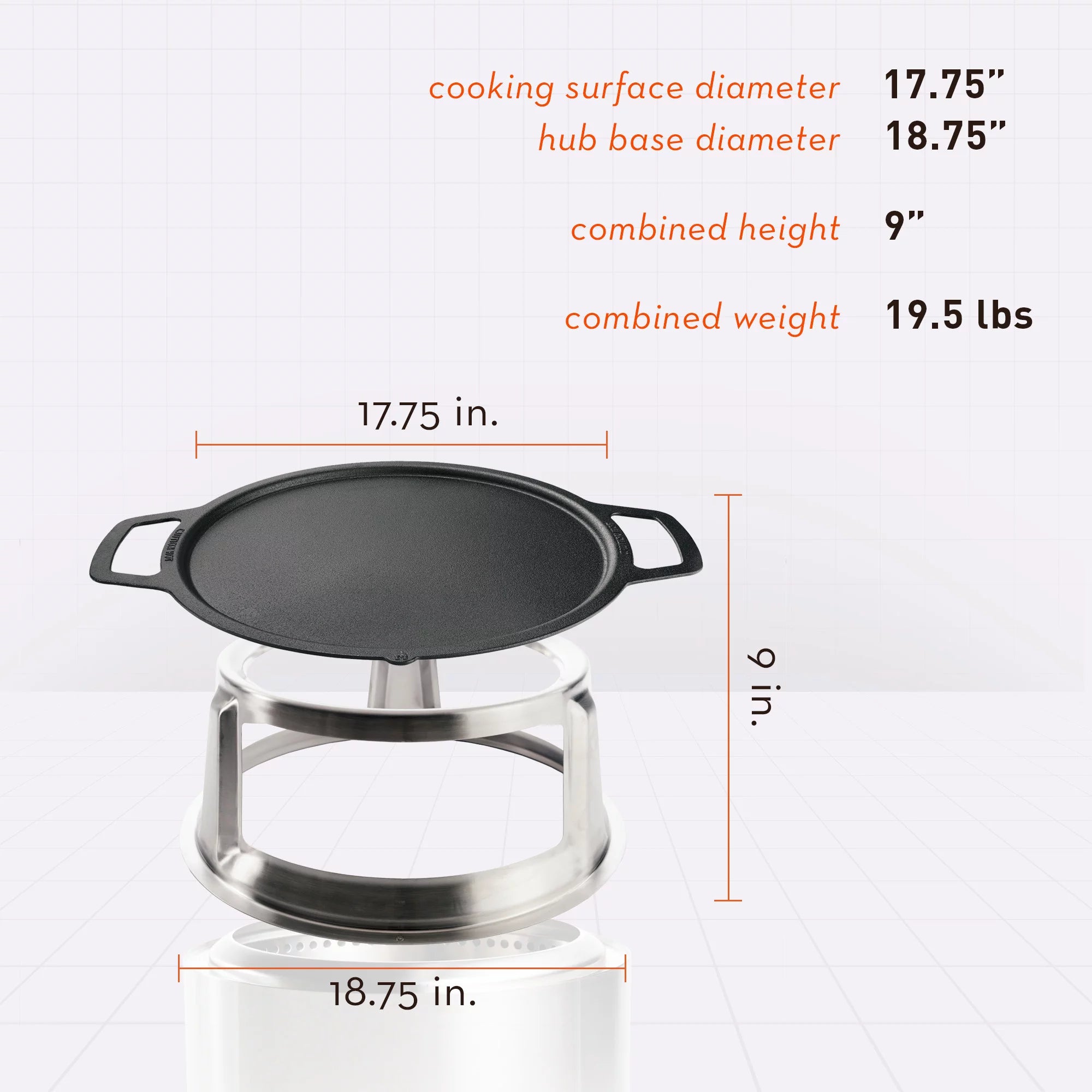 Cast Iron Cookware for Bonfire Fire Pit, 17.75" Cooking Surface T982