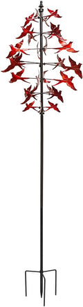 Large Red Cardinal Metal Wind Spinner 3D Bird Sculpture Kinetic Garden Yard Art Patio Decor