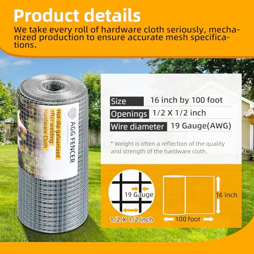 1/4 inch 23Ga Galvanized Hardware Cloth 36in x 50ft Wire Fence Roll F91602