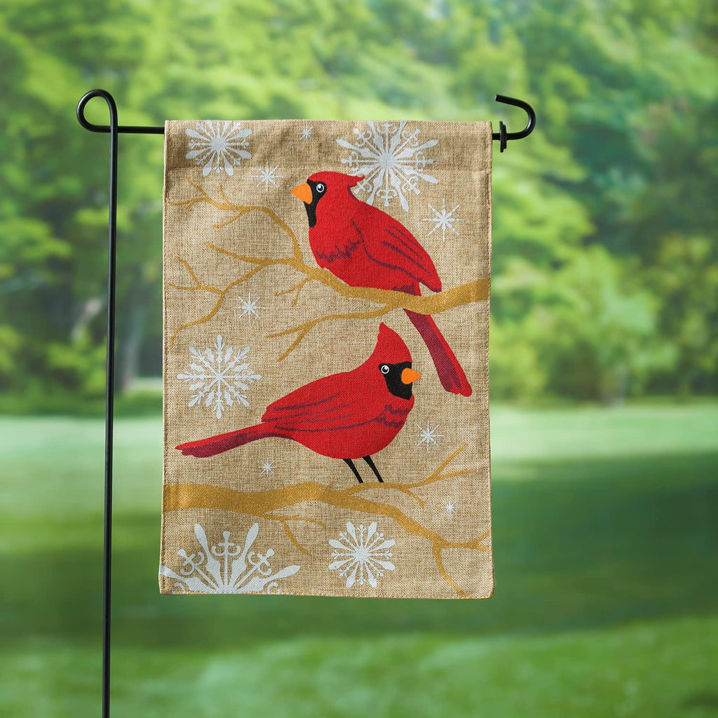 Burlap Feathers and Snow Garden Flag, 12.5 x 18 inches B6034