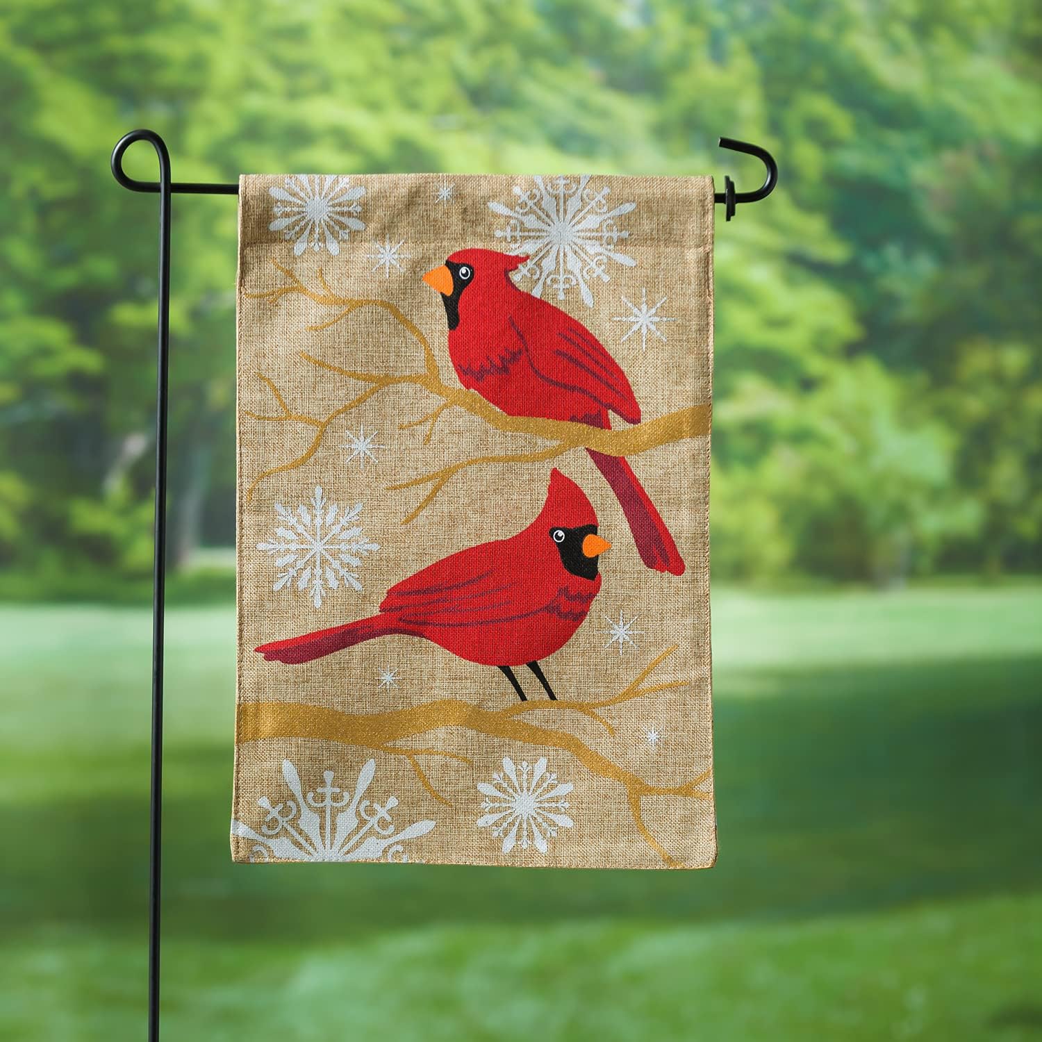 Burlap Feathers and Snow Garden Flag, 12.5 x 18 inches B6034