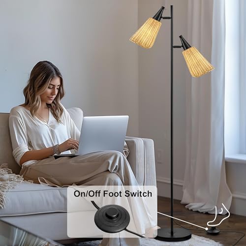 Modern Gold Floor Lamp with Foot Switch for Living Room, Bedroom, Office B731