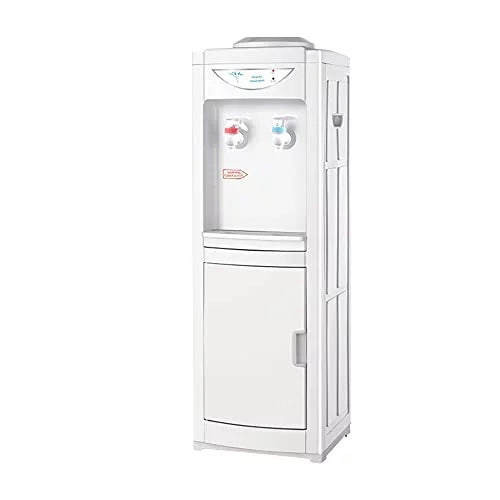 Water Dispenser, 5 Gallon Top Loading Water Cooler, Plastic Water Cooler Dispenser with Child Safety Lock & Cabinet, White (RJVWD02AEWT)