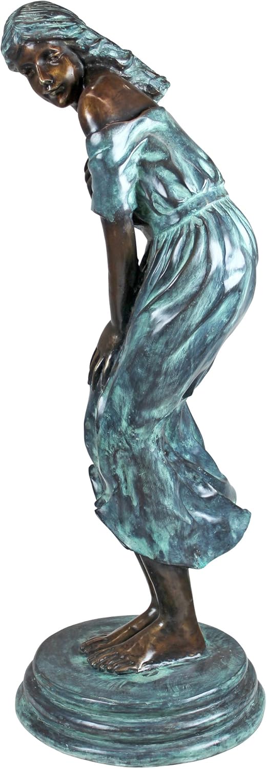 Windblown Maiden Cast Bronze Garden Statue L383