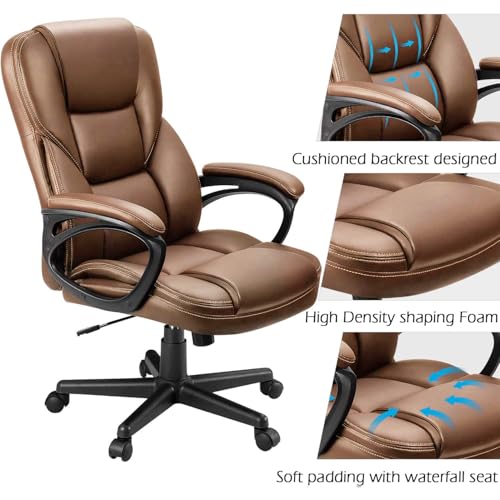 Office Executive Chair High Back Adjustable Swivel PU Leather with Lumbar Support I3854