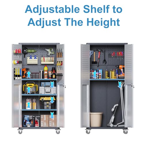 Wall Cabinet with 2 Doors, Lockable, Adjustable Shelves, Heavy Duty Steel J4545
