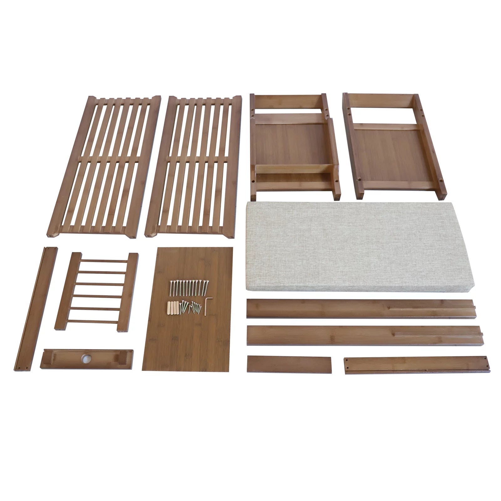 Bamboo 2 Tier Shoe Rack Bench with Soft Seat for Entryway M310