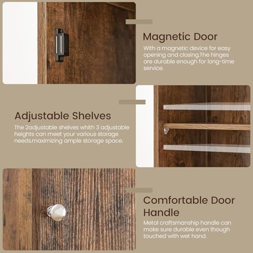 67" Tall Bathroom Cabinet with 2 Doors and 1 Drawer, Adjustable Shelves T930834