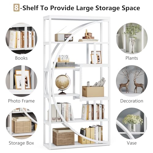 Industrial 5-Tier Etagere Bookcase, 70.8 inch Tall, 8 Open Shelves, Rustic Brown P8264