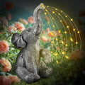 Elephant Garden Decor - Outdoor Elephant Statue with LED Solar Lights Strings, Good Luck Elephant Gifts for Women, Elephant Decor for Yard, Garden, Patio, Christmas/Birthday Gifts for Mom, Waterproof