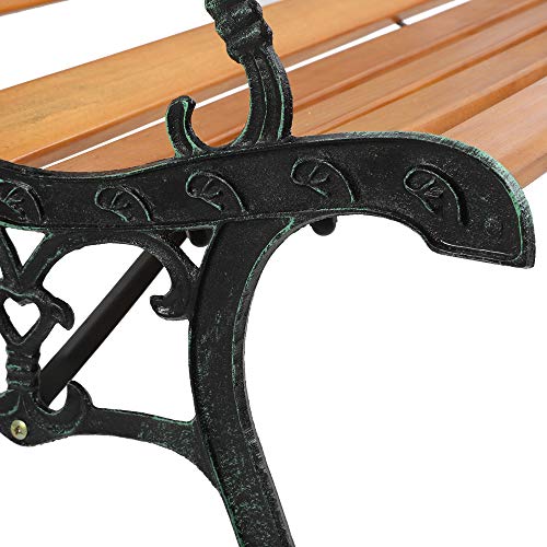 Outdoor Garden Bench with Cast Iron and Hardwood Frame C284