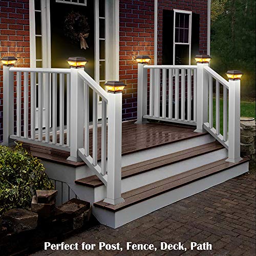 Solar Post Lights 2 Pack Outdoor Waterproof Metal LED for Wooden Fence Posts U887