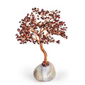 KARMA AND LUCK, Strength & Growth Real Chakra Crystal Feng Shui Tree Home Décor, Wrapped in Copper Wire on Agate Base, Handmade in Bali, Medium 8”