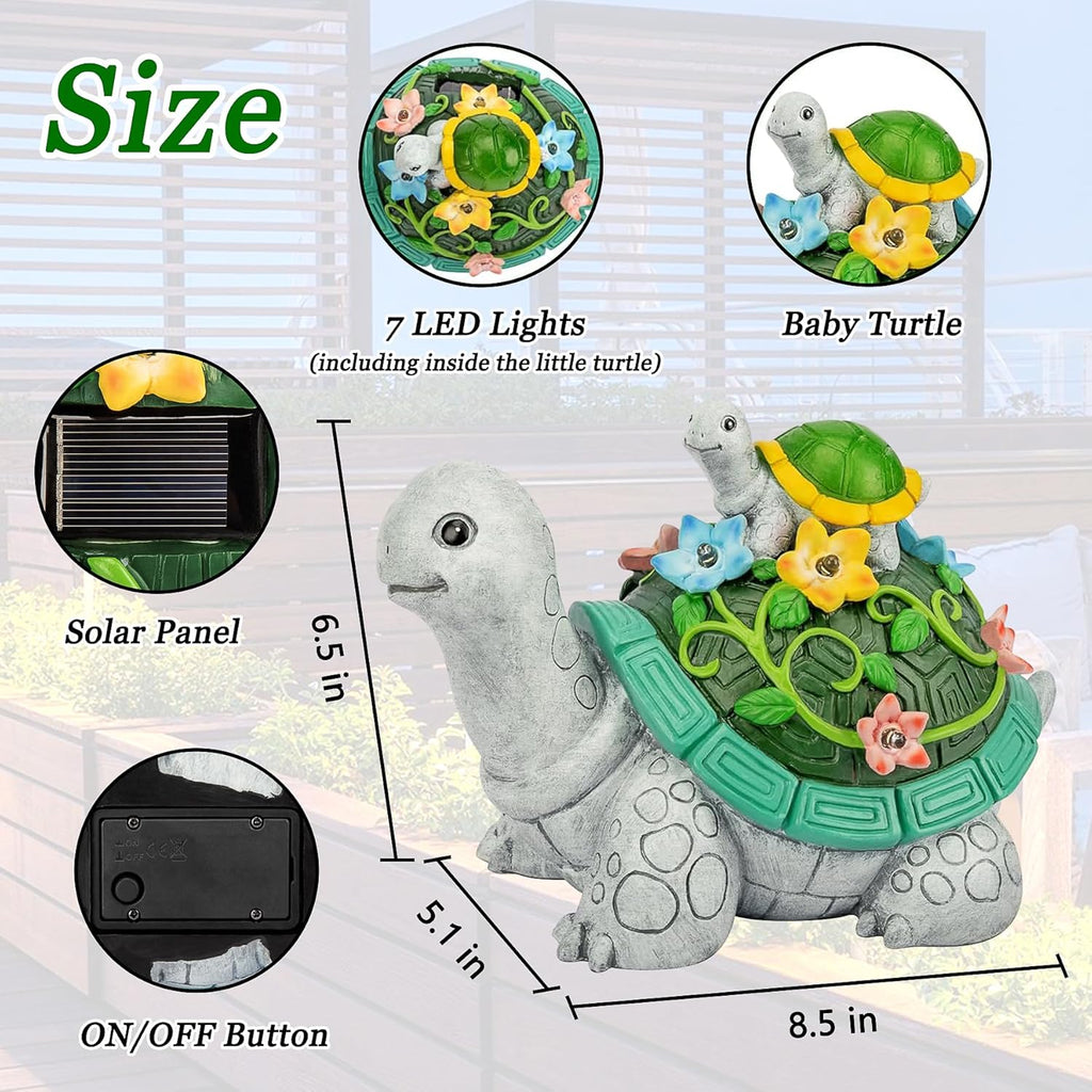 Turtle Solar Garden Statue with LED Lights for Patio Yard Decor N616