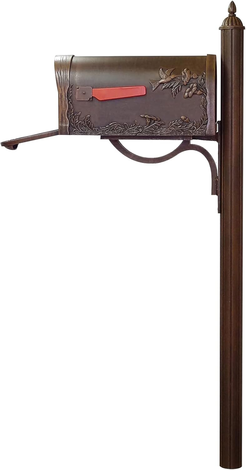 Hummingbird Curbside Mailbox with Locking Insert and Post, Copper W2217