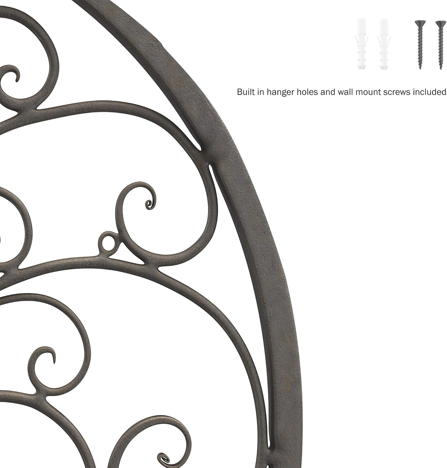 Iron Metal Tree of Life Wall Sculpture Art, Round, Brown D988731