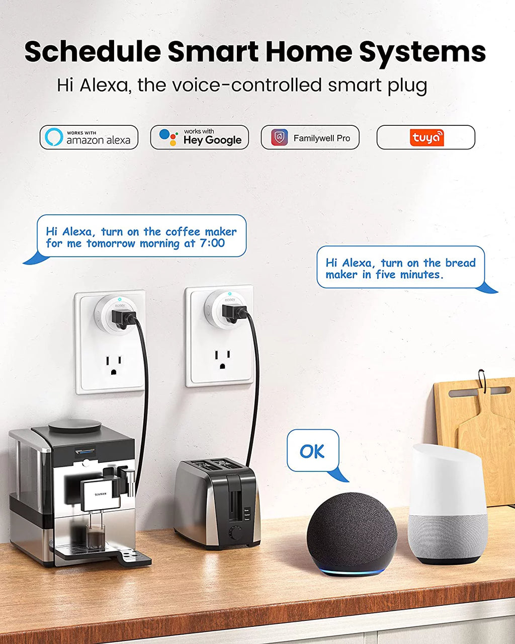 Smart Plug Wi-Fi Outlet with Timing and Voice Control, 6 Pack P41304