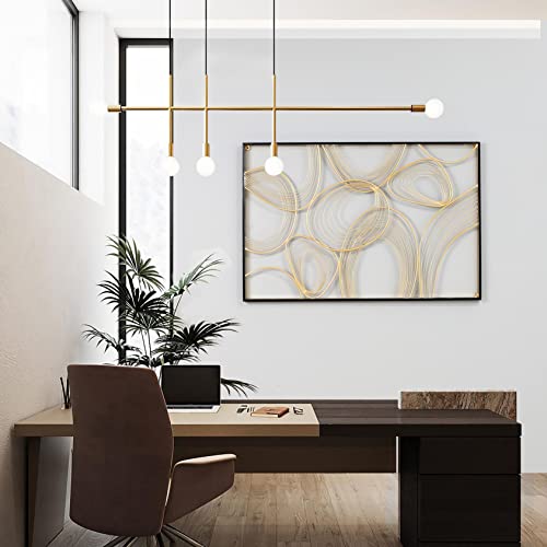 Metal Wall Art 36" Gold with Black Frame H940737