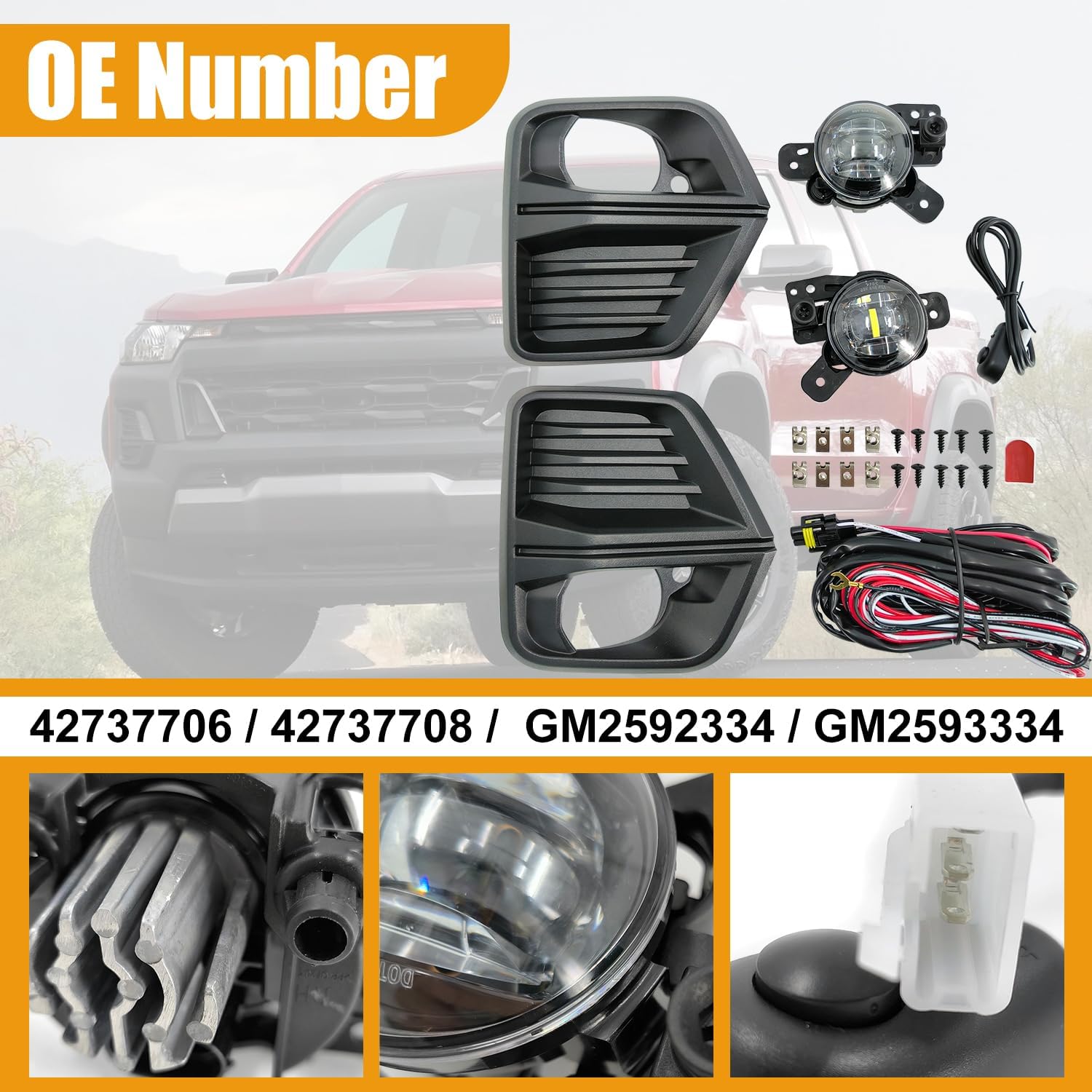 Front Fog Light Assembly for Chevy Colorado 2023 2024 with Bezel and Harness S639
