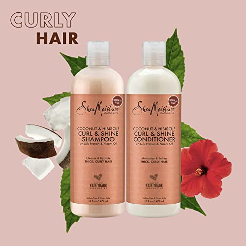 Coconut & Hibiscus Curl & Shine Shampoo and Conditioner, Frizz Control, 16 oz F1862