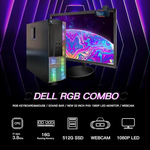 Gaming Desktop PC with Intel Core i7, 16GB RAM, 512GB SSD, 24 Inch Monitor, Keyboard Mouse and Headset T887577