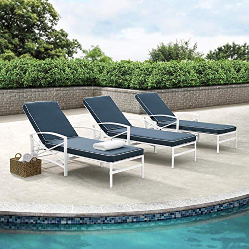 Outdoor Metal Chaise Lounge with Grey Cushions Y917