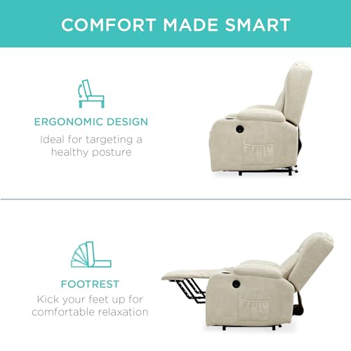 Electric Power Lift Recliner Massage Chair with Heat and USB Port, Brown M560374