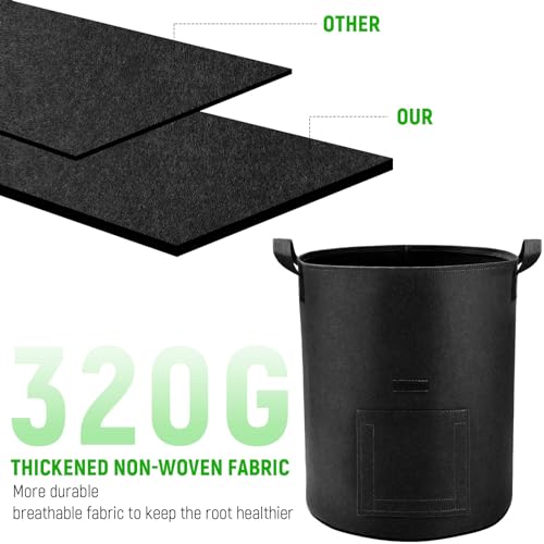 10 Gallon Potato Grow Bags with Flap and Handles, Heavy Duty Fabric Pots B207110