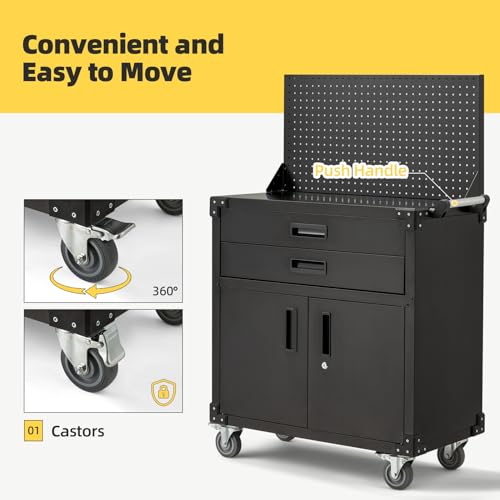 Metal Garage Storage Cabinet with Drawers and Wheels P6852
