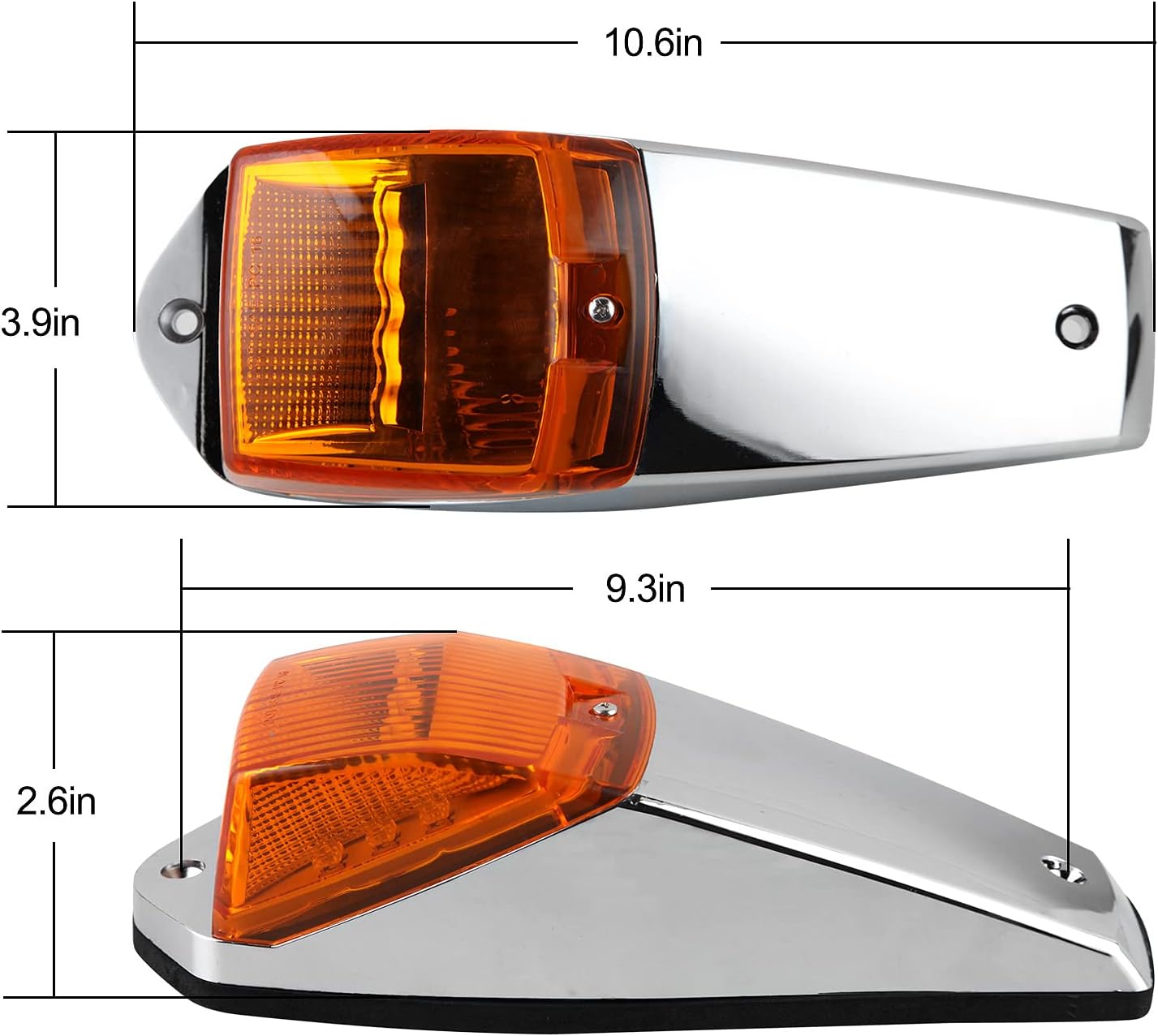 Truck Cab Marker Lights 17 LED Amber Roof Clearance Running Lights with Chrome Base 12V L5721