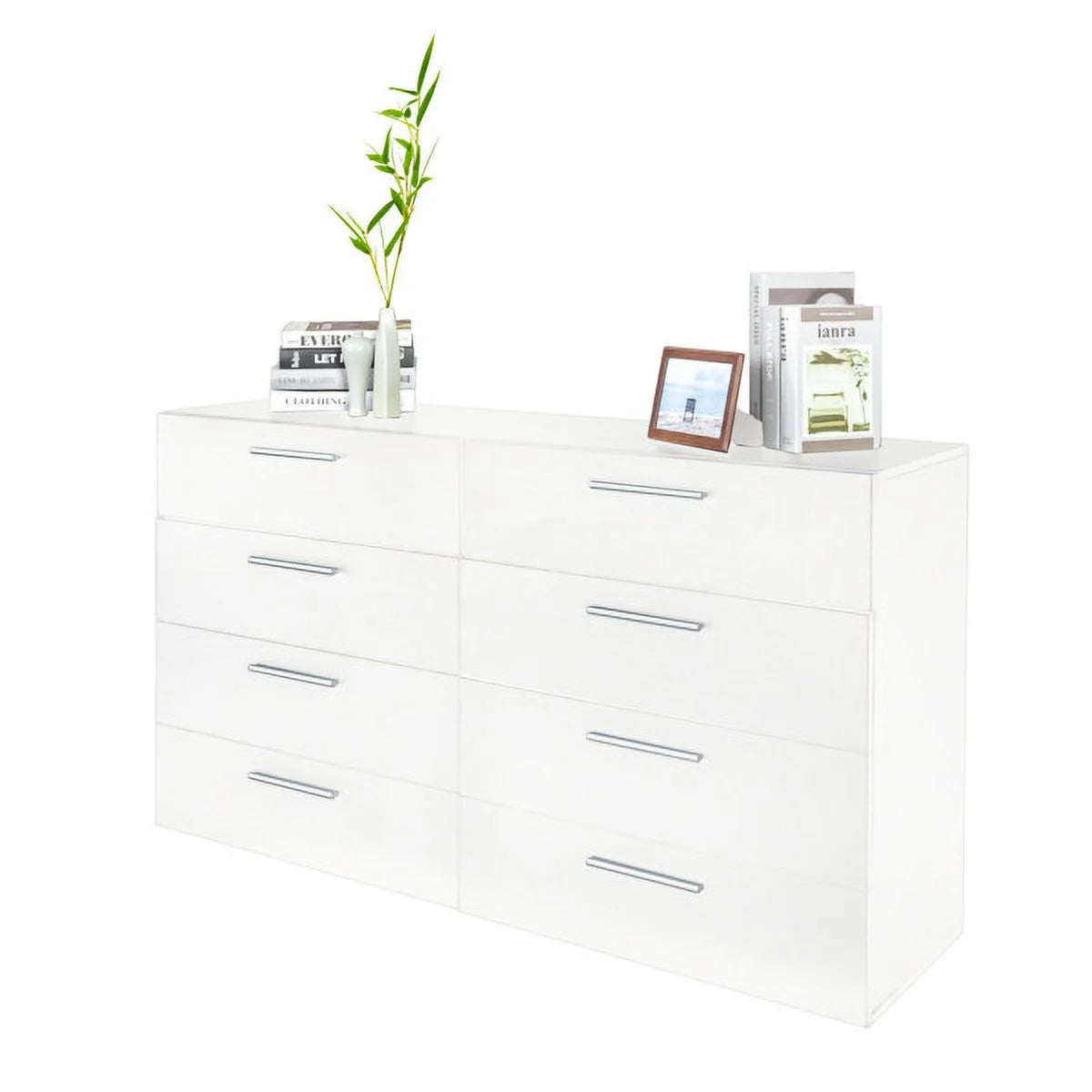 8 Drawer Double Dresser for Bedroom, White B72344