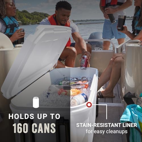 Marine Cooler with Insulated UV Guard Lid, Keeps Ice for 3+ Days, 52qt/100qt/120qt Options J173