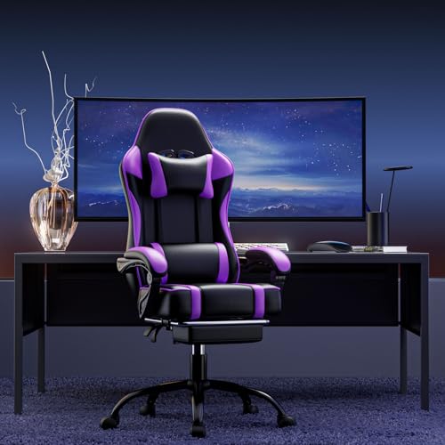 Ergonomic Gaming Chair with Footrest, Reclining, Lumbar Support I1131