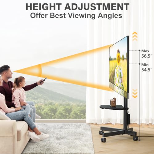 Mobile TV Stand with Power Outlet, Rolling TV Cart for 23-60 Inch TVs, Height Adjustable, VESA 400x400mm H58390