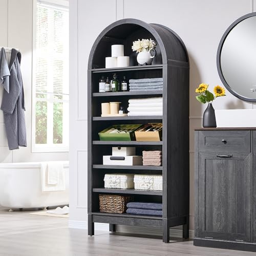 Arched Bookshelf, 7-Tier Bookcase with Adjustable Shelves A456