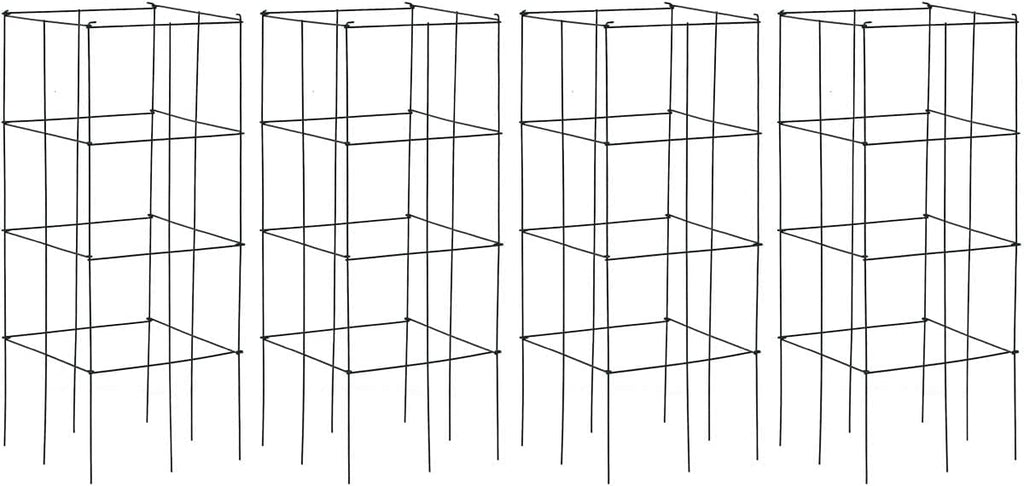 S AFSTAR 4 Pack Folding Tomato Cages, 39 Inches Tall Square Plant Support Cage for Garden Climbing Plants Flowers Fruits, Heavy Duty Tomato Vegetable Trellis