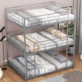 Nestfair Silver Full Size Metal Triple Bunk Bed