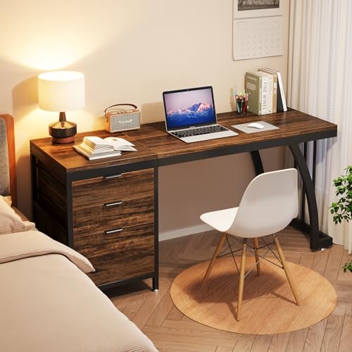 Computer Desk with 3 Drawers, 59-Inch Study Writing Table for Home Office E234