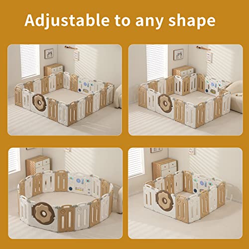 Foldable Baby Playpen with Safety Gate, 18 Panels for Indoor Use Q7069