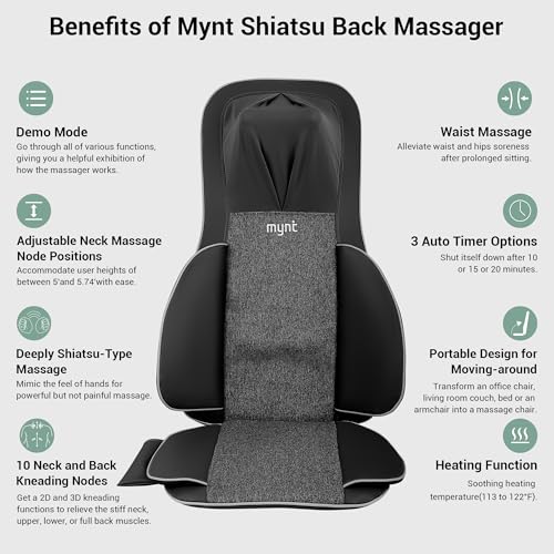 3D Shiatsu Neck and Back Massager with Heat for Chair U9478