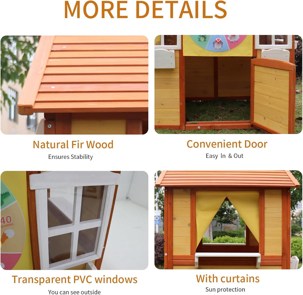 Outdoor Wooden Playhouse for Kids with Working Door and Windows Z130