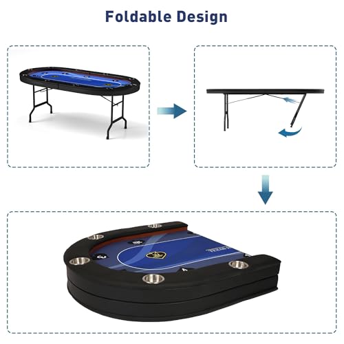 Foldable Blackjack Poker Table with Cup Holders G3690