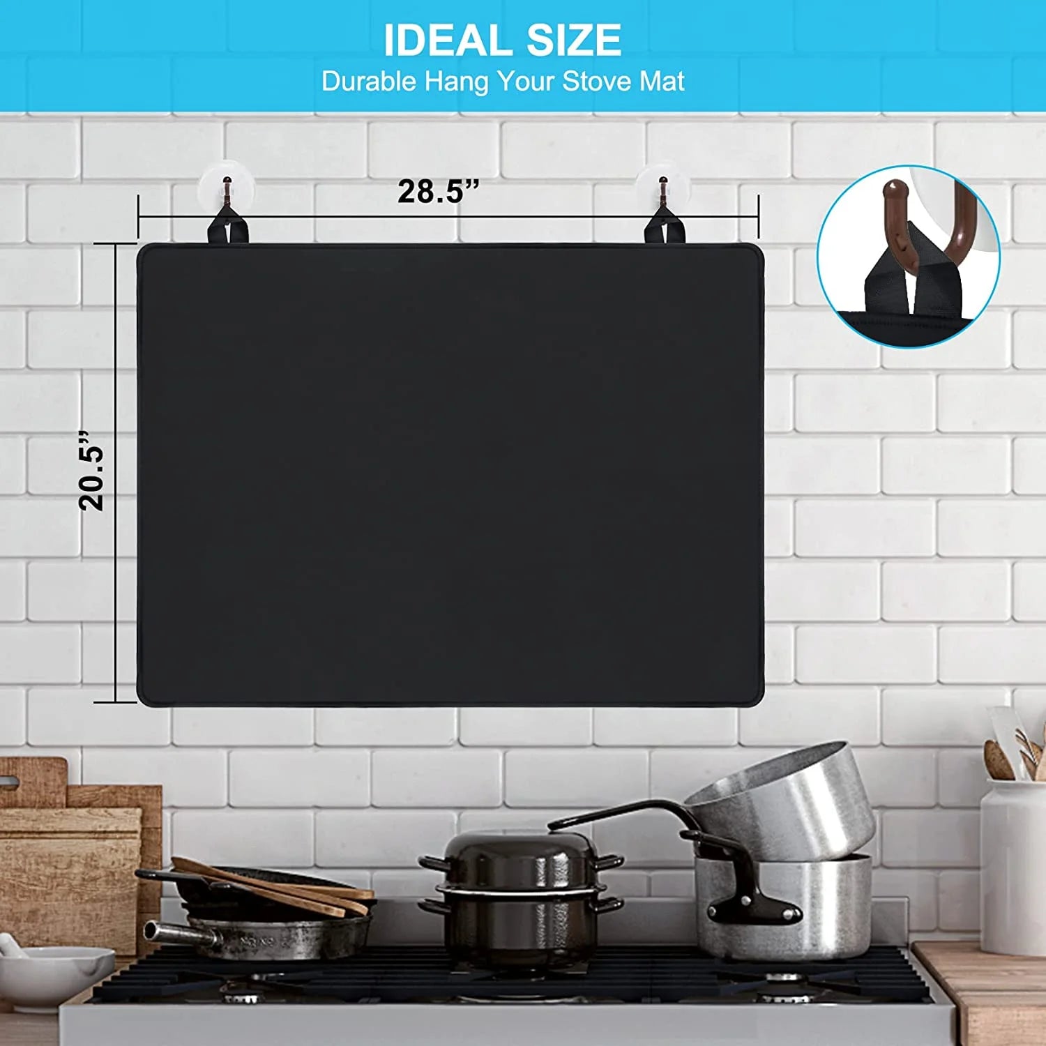 Stove Top Cover, 28.5 x 20.5 Inch Electric Stove Cover Mat, Ceramic Glass Cooktop Protector with 2 Hooks U199241