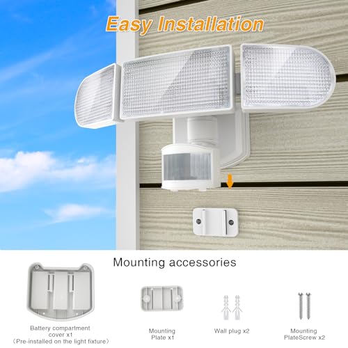 Outdoor LED Flood Light, Motion Sensor, 1800LM, IP65 Waterproof, Battery Operated W165099